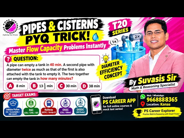 Pipes & Cisterns Shortcut Trick! 🚰 Solve Double Diameter Problems in 5 Seconds!