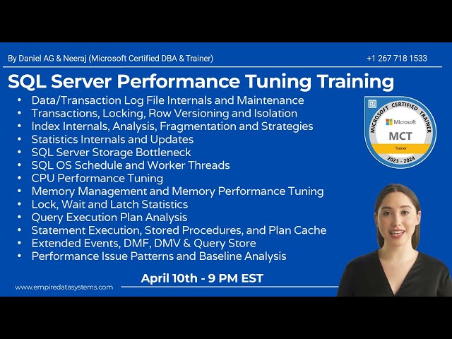 SQL Server 2022 Performance Tuning Training - April 10th - By Daniel AG