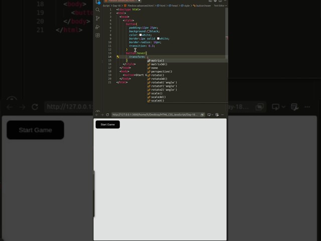 ⭐ Star Game Button with CSS Hover Effect! 🎮 | Transform + Transition #Shorts