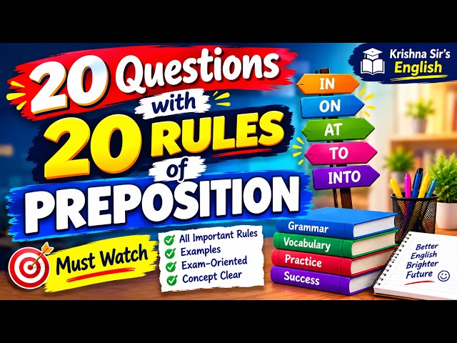 PREPOSITION | 20 Most Important Preposition Questions | Preposition MCQs for All Competitive Exams
