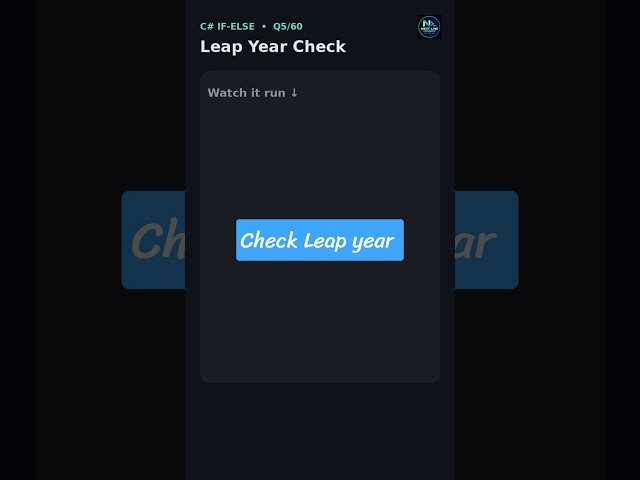 Check Leap Year in C# using If-Else #csharp