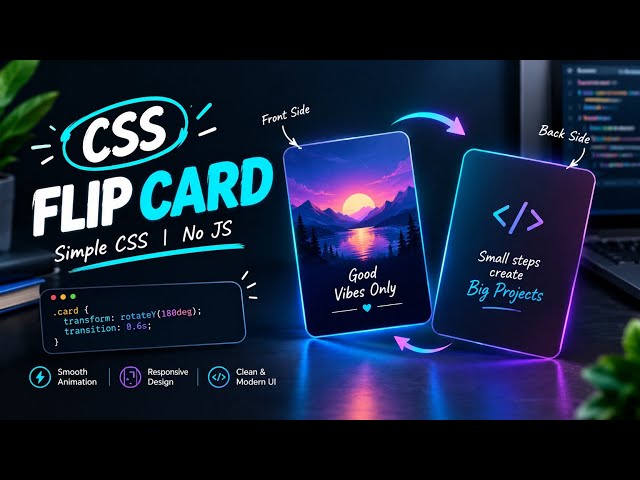 CSS Flip Card Animation Using HTML & CSS | 3D Hover Effect #shorts 