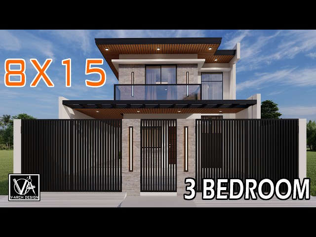 2 Storey Modern House Design 4 Bedrooms 8X15 Meters