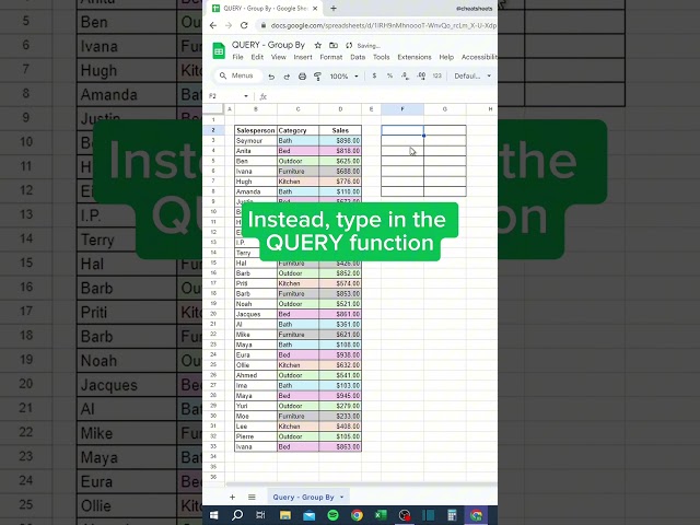QUERY - Group By in Google Sheets‼️ #googlesheets #googlesheetstips #google #dataanalytics