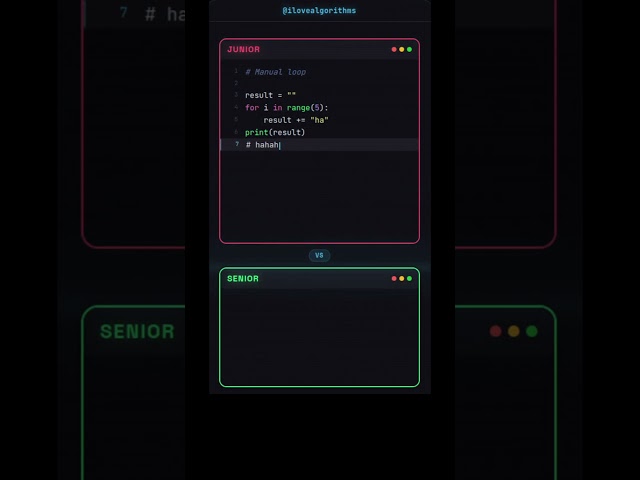 Junior vs Senior Python (Loop vs *) #python #cleancode #shorts @ilovealgorithms
