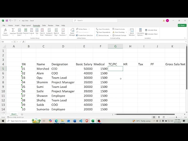 Excel Salary Sheet