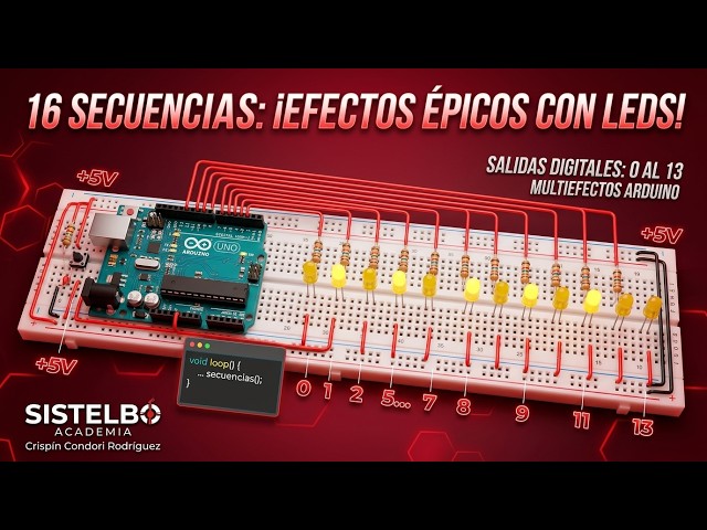 ]Implementation of 16 LED sequences with 3 cycles on Arduino & Breadboard[sistelbo.ino122