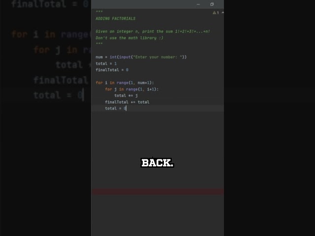 Python - Adding Factorials #python #programming #coding #pythonlearning #computerscience
