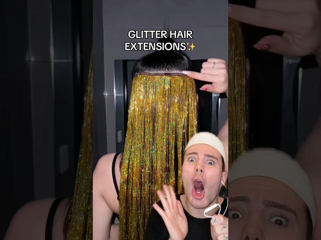 VIRAL GLITTER HAIR EXTENSIONS!😱 #hairtutorial #hairstyles #hairtransformation #haircolor #haircolor