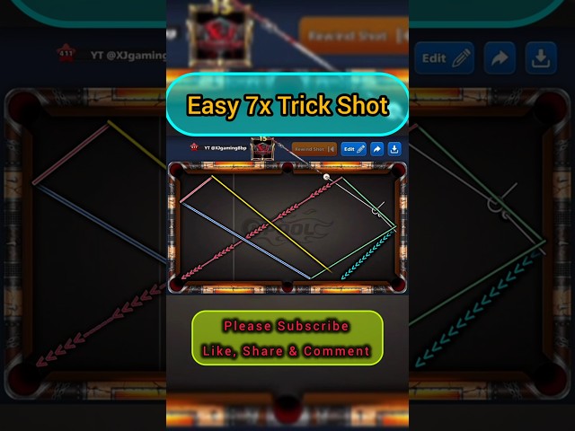 7x Trick Shot 8 Ball pool #8bp #8bptrickshots #8ballpool #8ball #8ballpooltipsandtricks #games