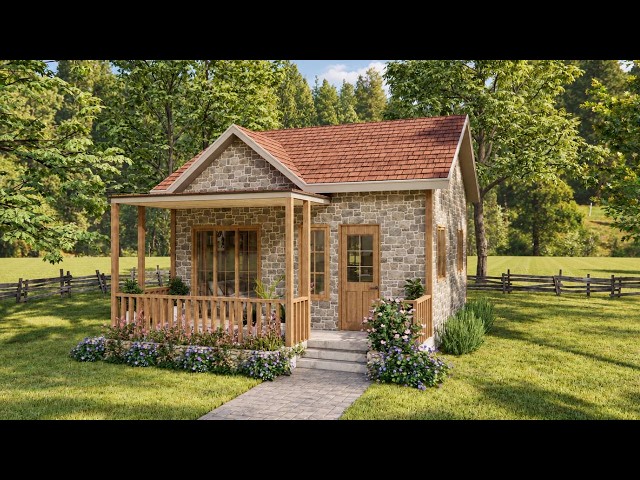 20' x 20' Cozy Stone Cottage Feels Like a Fairytale | Small House Design