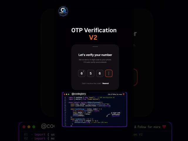 Build a Modern OTP Verification UI 🔐| HTML CSS JavaScript #html #css #frontend #coding #shorts