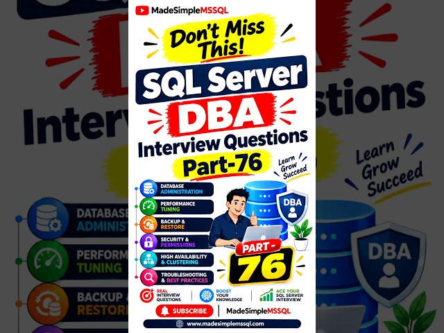 SQL Server Interview Questions | #learnsql #databaseconcepts #sql #coding | @MadeSimpleMSSQL