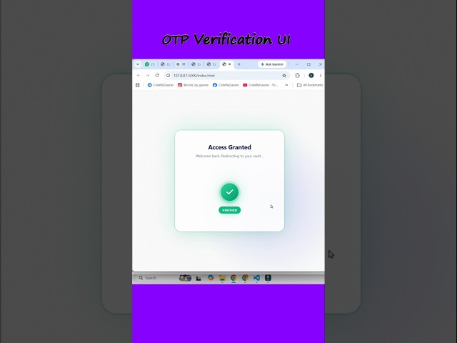 OTP Verification UI using HTML & CSS 🔐 | Modern OTP Input #shorts #webdevelopment #uidesign