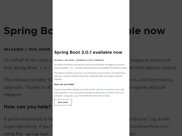 Spring Boot tutorial - Spring Boot 3.0.1 available now