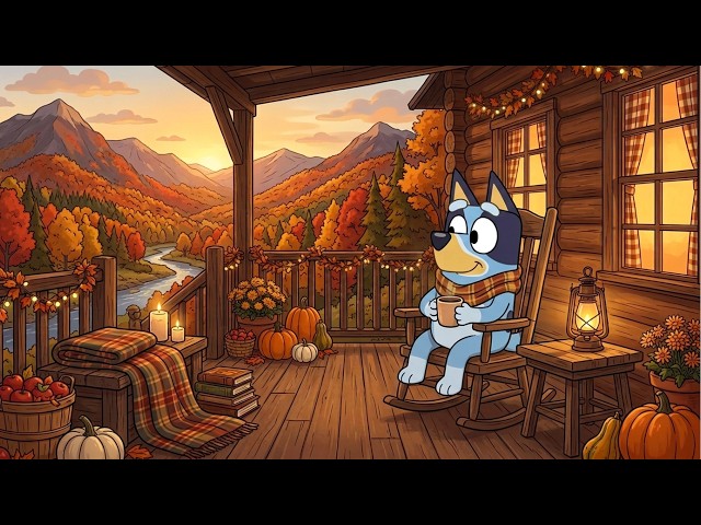 Bluey’s Cozy Autumn Cabin 🍂☕ Relaxing Lofi Music for Study & Focus | Warm Fall Vibes