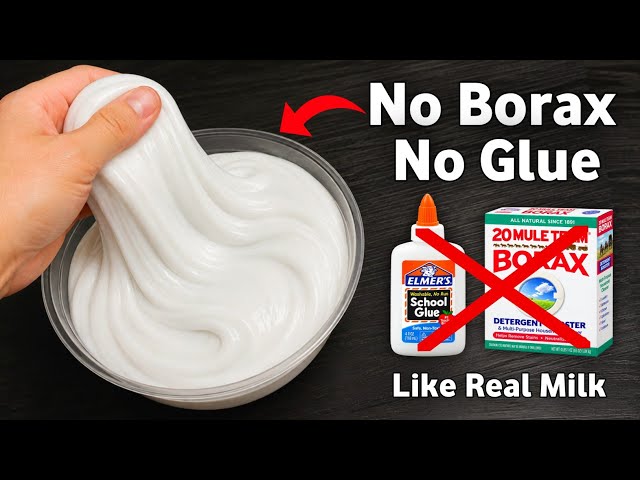 How to make Slime without Glue or Borax | No Glue No Borax Super Glossy Milky Slime at home [ASMR]
