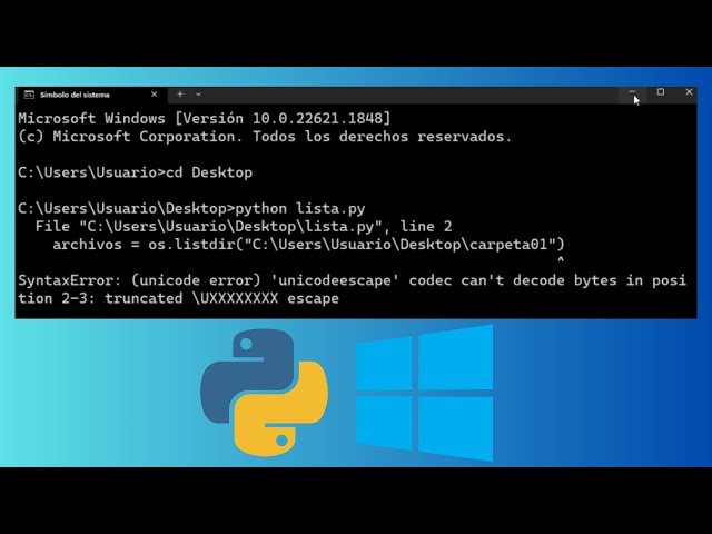 SyntaxError: (unicode error) unicodeescape codec can't decode bytes - Windows Directories in Python