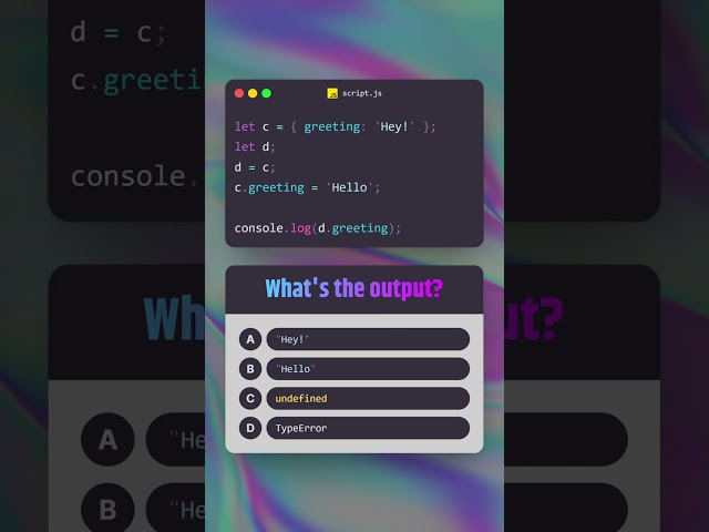 JS Quiz: What's the output? 🤔 Objects can be tricky! #JavaScript #CodingQuiz #Dev