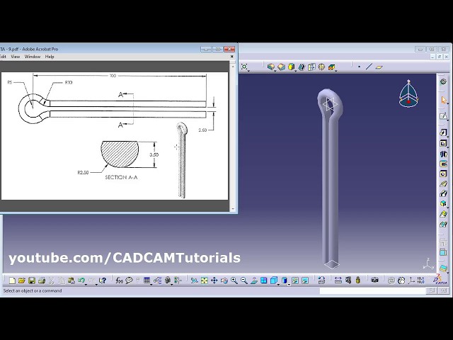 CATIA Training Course Exercises for Beginners - 9 | CATIA Practice Drawings for Rib Command Tool
