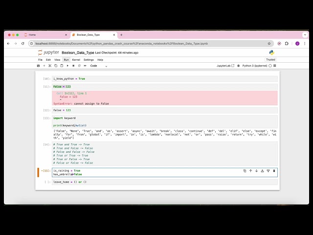 Python Crash Course - 1.1 Boolean Data Type