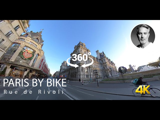 🇫🇷 Paris by bike, 4K, 360°, Rue de Rivoli, Come ride with me...