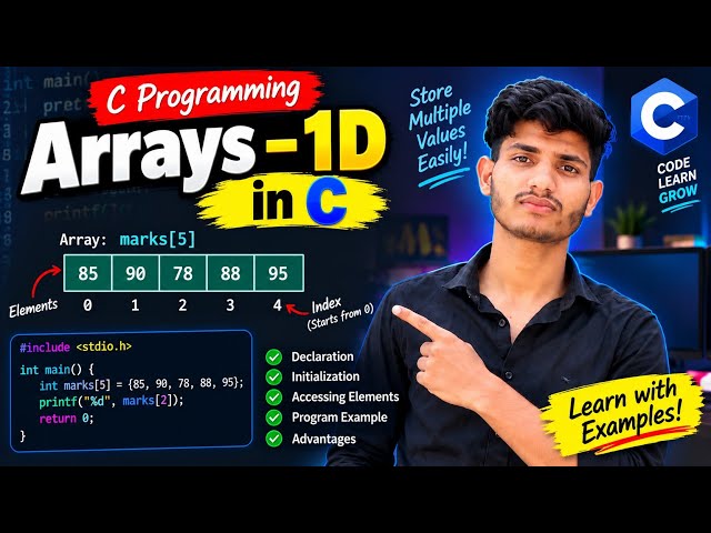 Arrays in C Programming | 1D Array Explained with Example | C Programming Tutorial