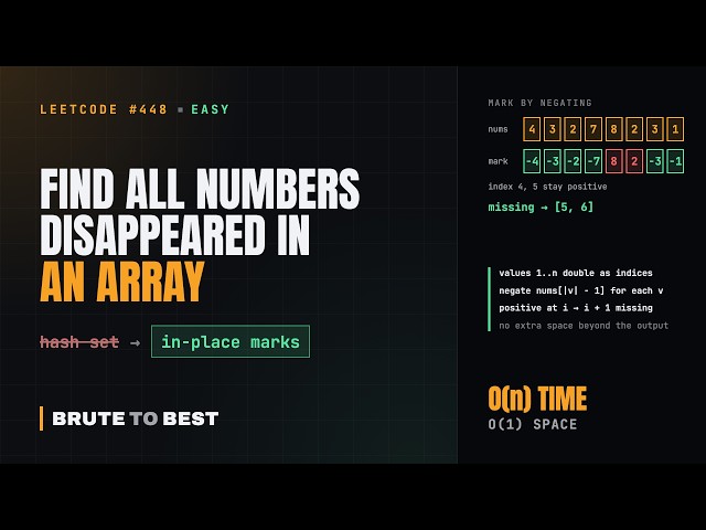 LeetCode #448: Find All Numbers Disappeared in an Array, O(1) Space Marking