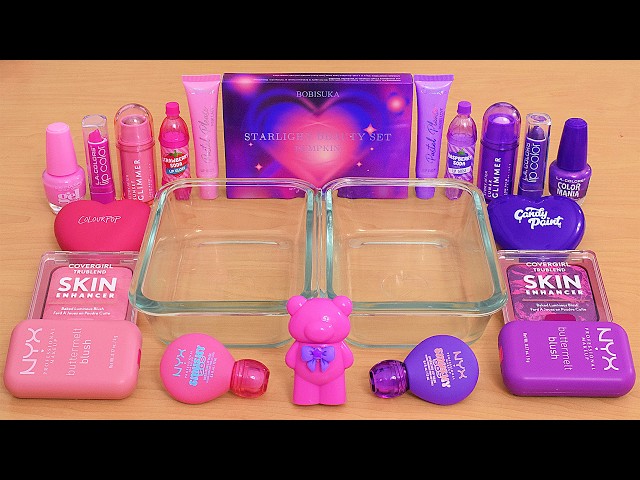 Pink vs Purple - Mixing Makeup Eyeshadow Into Slime ASMR