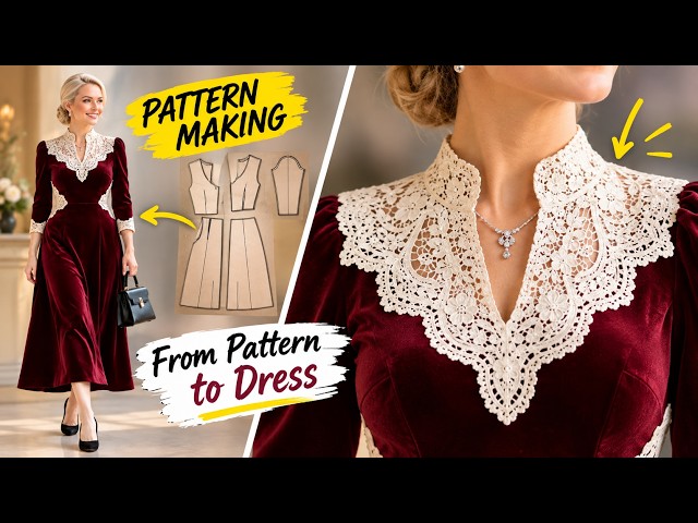 3 Pattern Making Secrets Behind This Elegant Velvet Dress | Easy Sewing Tutorial  #DressMaking