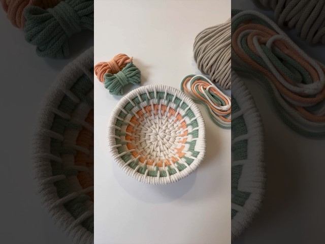 Coiled basket made with Bobbiny’s 5mm braided cord #bobbiny #diybasket #baskets #coiling #macrame