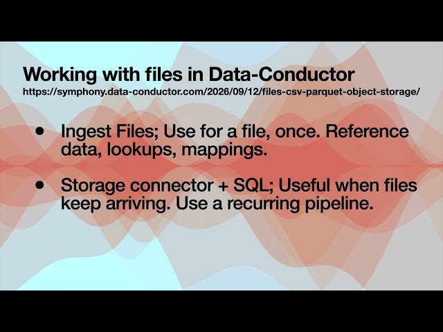 Load & Query CSV and Parquet Files with SQL | Data Conductor (w/ audio)