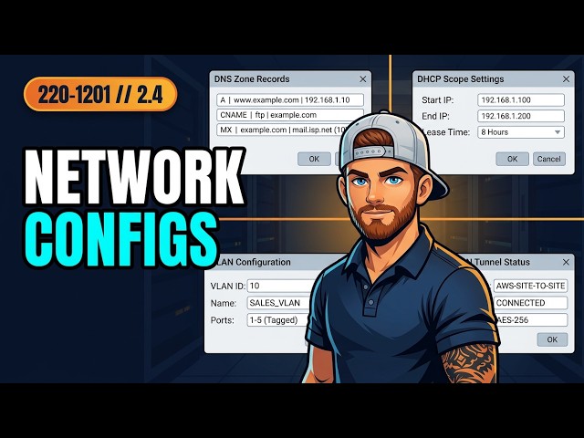 CompTIA A+ 220-1201 2.4 — DNS Records, DHCP, VLANs and VPNs (There Is No SPF Record)