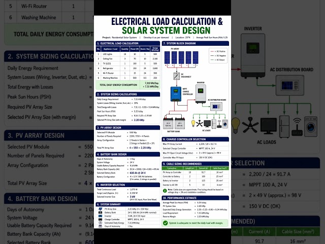 Complete Home Solar System Design | Load Calculation in 60 Seconds!