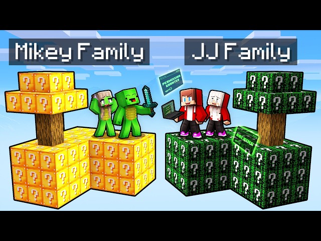 Mikey vs JJ: Family LUCKY SKYBLOCK - Minecraft (Maizen)