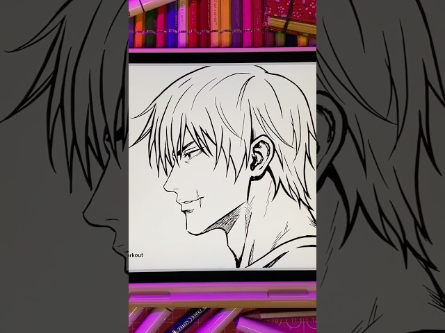 App ArtWorkout ✏️ Toji Fushiguro side profile🤤 and tutorial #tojifushiguro #jjk #fanart #howtodraw