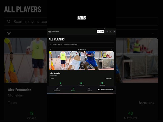 Build a football app without coding using Emergent