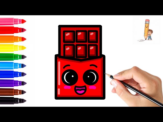 How to Draw a Cute Chocolate 🍫 | Easy Step by Step drawings for kids and toddlers