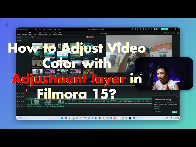 How to Adjust Video Color with Adjustment Layer  in Filmora 15 Tutorial for Beginners