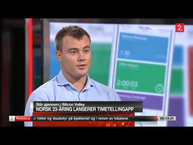TV interview with Timely founder Mathias Mikkelsen on TV 2