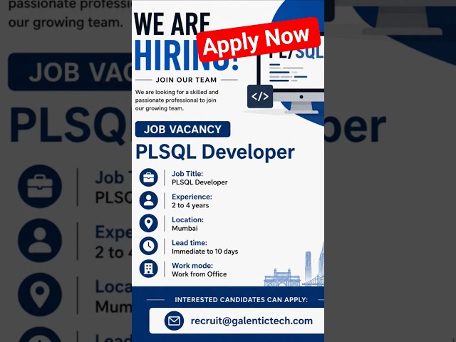 PL SQL Developer Job in Mumbai  #careergrowth #job #careerguidance