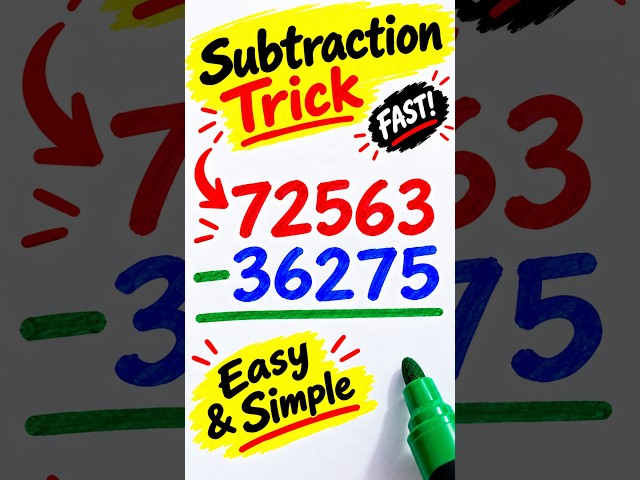 Amazing subtraction Math Trick 🔥 | Calculate in Seconds ⚡ | Easy Math Trick 😱 #shorts #maths