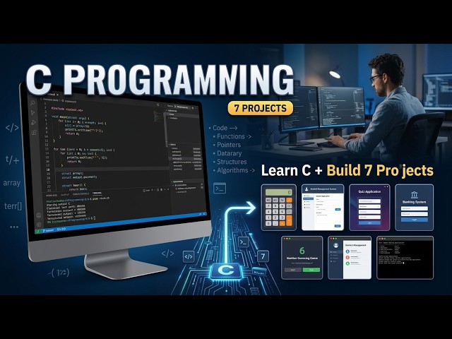 C Programming Full Course 2026 | Learn C from Beginner to Advanced + 7 Projects