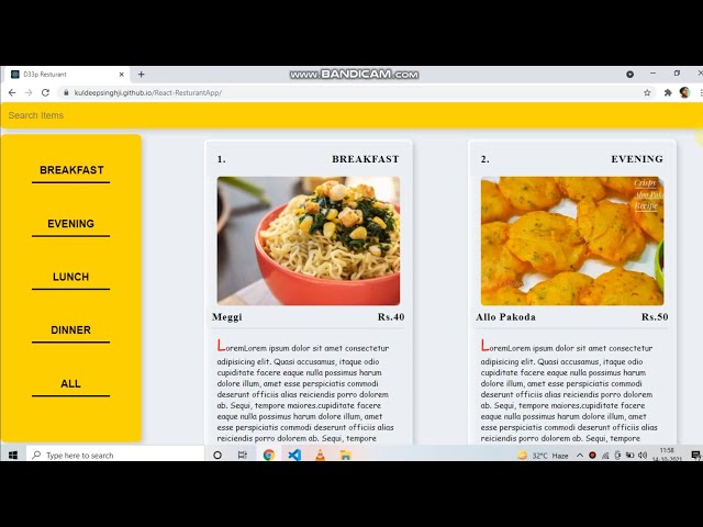 React projects for beginners:Responsive restaurant app using html css and react.js⬇️Source code⬇️