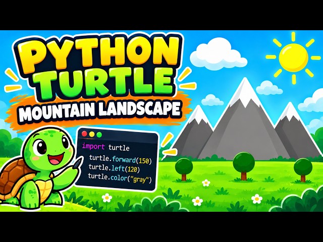 Python Turtle Mountain Landscape Tutorial | Learn Python by Drawing