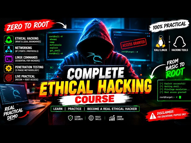 🔴 LIVE — Complete Hacking Course 2026 — Zero to ROOT in One Video 🔥 | Beginner To Advanced