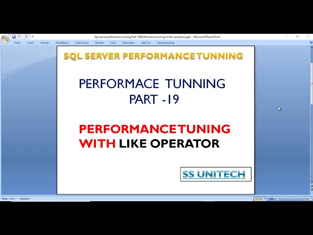 SQL Server Performance Tuning and Query Optimization | Performance tuning with like operator