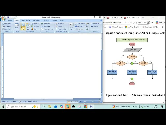 IT A2 Organization Chart Using SmartArt with Word BCA Lab  Create Administration Faridabad Division