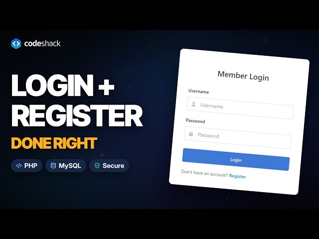 Secure PHP Login System + Registration with MySQL (Full Tutorial)