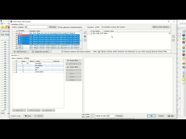 WinCross - How to create a Side by Side for a multiple response question